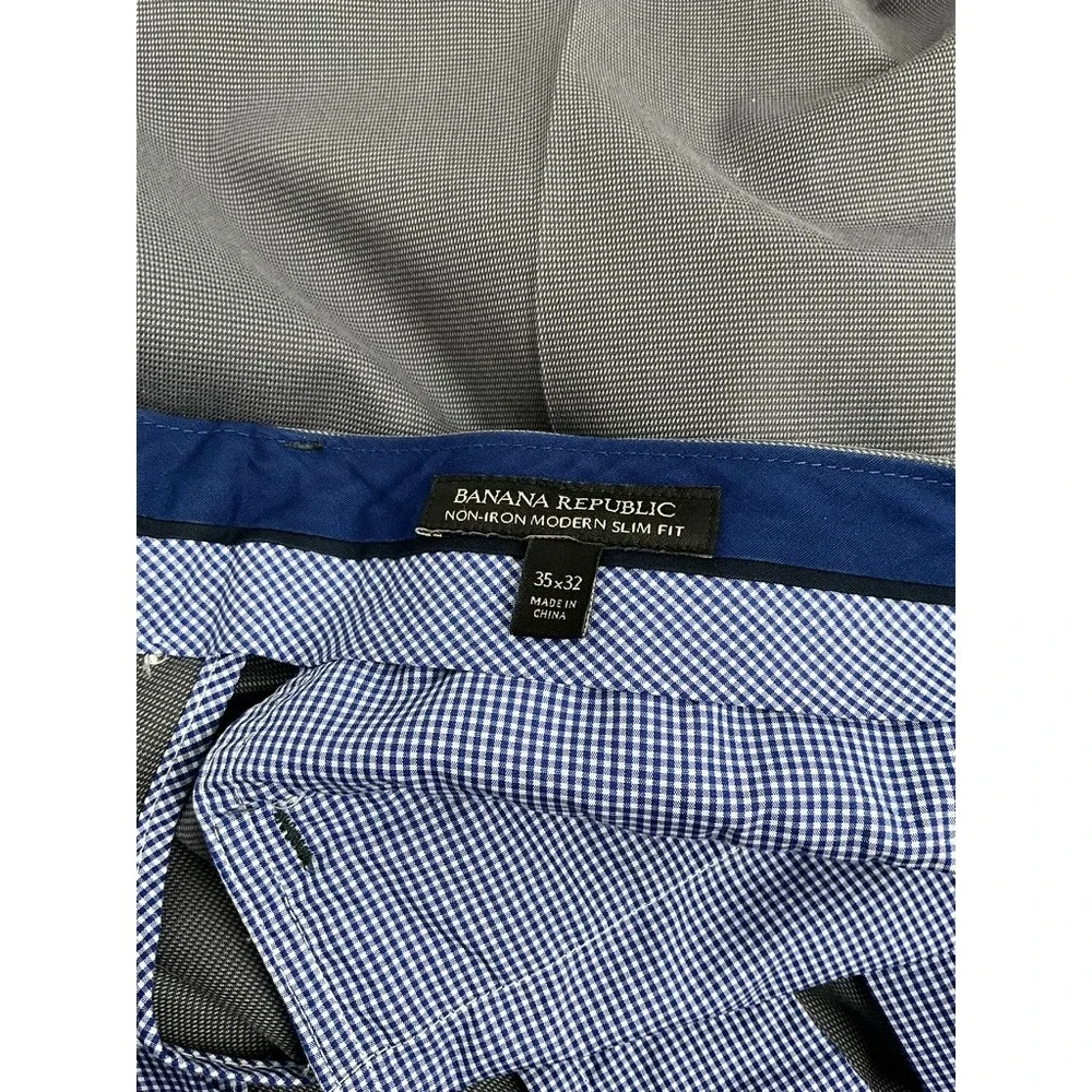 Banana‎ Republic Modern Slim Fit Non-Iron Dress Pants Gray 35x32 Cotton